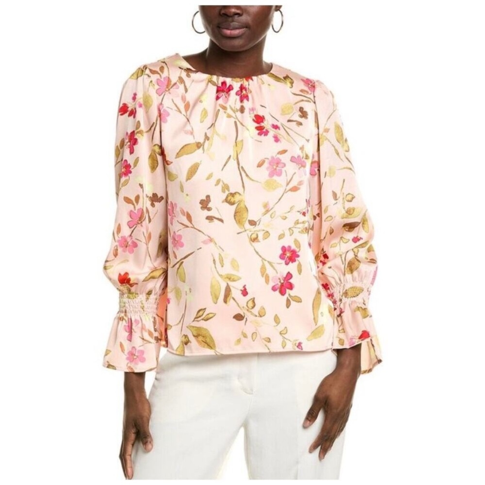 CeCe Tulip Fields Sugar Peach Women's Floral Blouse Size 2X NWT